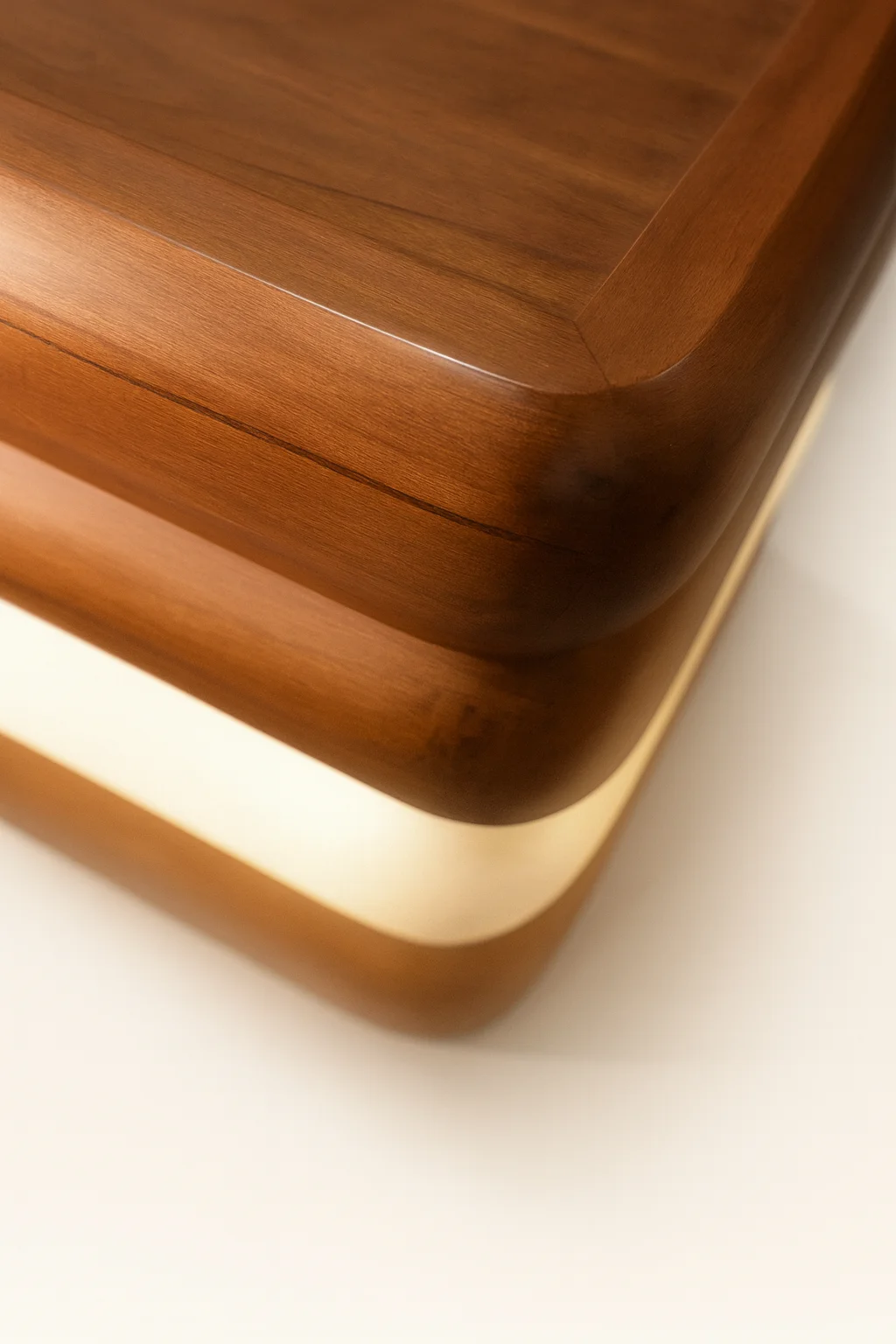 Stack Light - detail of teak and brass